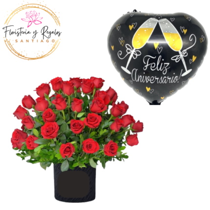 BOX DE 30 ROSAS DISPERSO + GLOBO