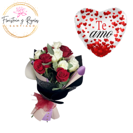 RAMO DE 9 ROSAS + GLOBO