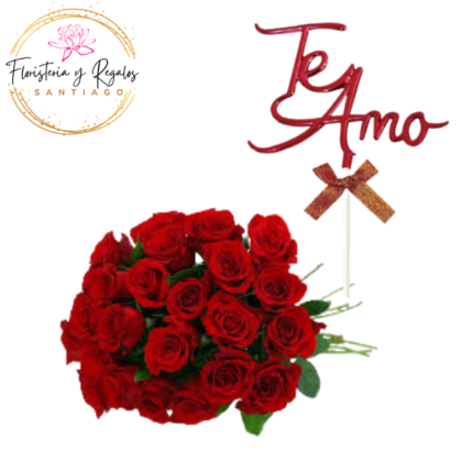 RAMO DE 20 ROSAS + TOPPER