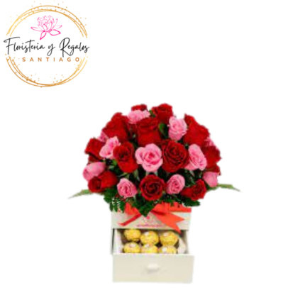 CAJA BOMBONERA TOPIARIO 24 ROSAS 8 BOMBONES