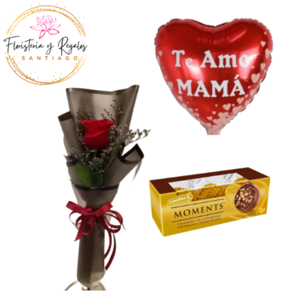 ROSITA CON ENVOLTURA + CAJA DE BOMBONES Y GLOBO