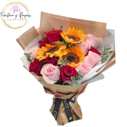 RAMO 12 ROSAS 3 GIRASOLES