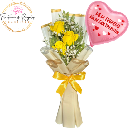 RAMO 3 ROSAS JABON Y GLOBITO