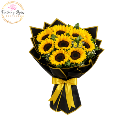 OFERTA DE RAMO DE 10 GIRASOLES Y LINDA ENVOLTURA